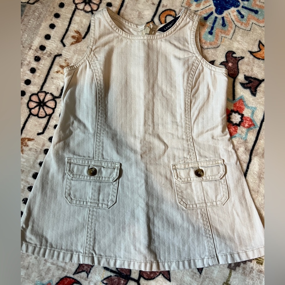 Lands End 2T patterned denim jumper top